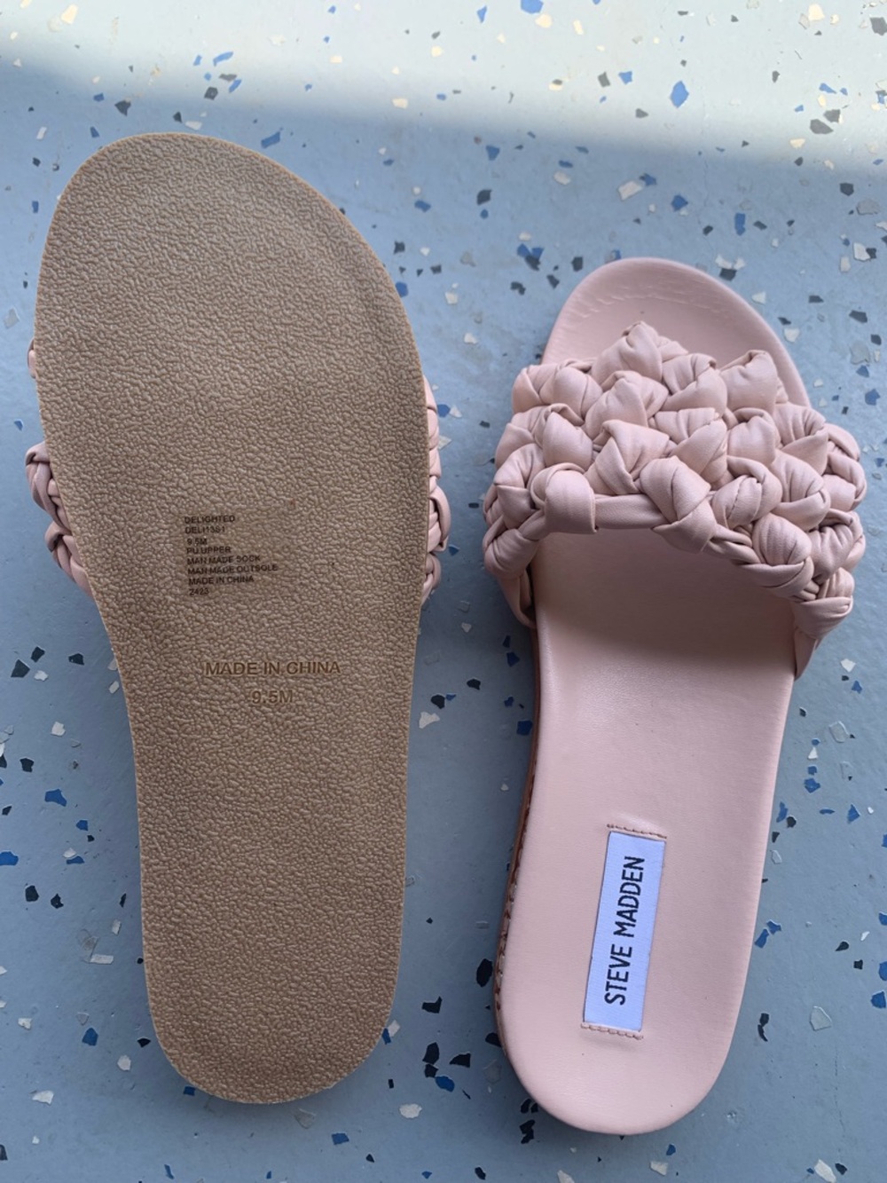 Steve Madden Pink Knotted Braided Slide Sandals - Picture 2 of 3